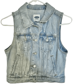 Old Navy Women's Light Wash Button Closure Denim Vest