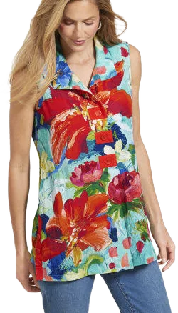 Northstyle Bold Floral Tunic Top in Orange