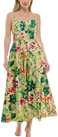 Taylor Women's Printed Sweetheart Fit & Flare Dress