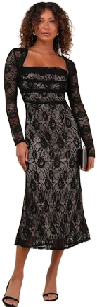 Lulus Lace Midi Dress and Shrug Set