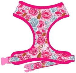 pink rose flower dog harness/ wedding floral dog harness vest/ girl custom dog harness/ small female dog harness/ medium puppy harness