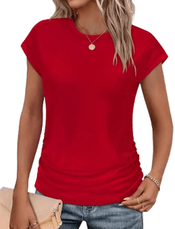 Women's Casual Cap Sleeve Crew Neck