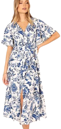 Petal & Pup Women's Kaleen Floral Midi Wrap Dress