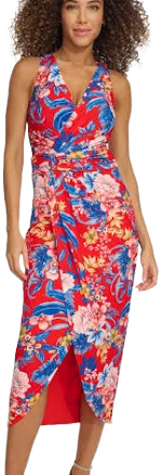 Siena Women's Sleeveless V-Neck Wrap Midi Dress