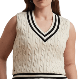 Ralph Lauren Women's Cable-Knit Cotton Cricket Sweater Vest