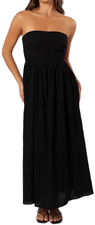 Petal & Pup Women's Kayt Strapless Linen Blend Maxi Sundress
