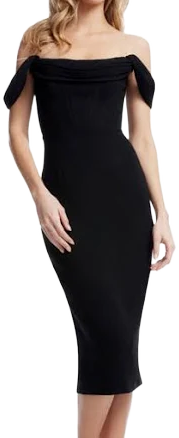 Dress the Population Women's Vickie Off-the-Shoulder Midi Corset Dress