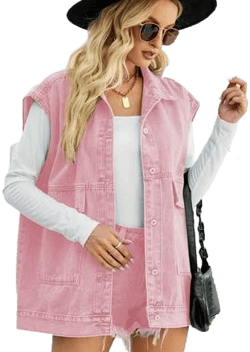 Women's Sleeveless Button Down Denim Vest
