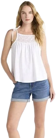 Time and Tru Women's Cotton Crochet Tank Top