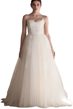 Cocomelody Sweep-Brush Train Lace Tulle Wedding Dress