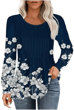 Women's Floral Print Long Sleeve Pullover Tunic