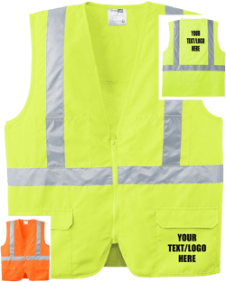 ANSI Certified  Custom CornerStone® ANSI 107 Class 2 Mesh Back Safety Vest CSV405 Reflective Print