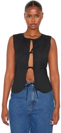 Lightweight Woven Tie Front Vest