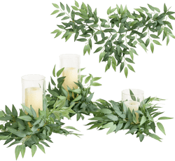Ling's Moment Artificial Cinnamon Leaf Greenery Garland - 6 Pack, Candle Vines, Splicable 2.3ft Stems for Table Centerpieces, Lantern Rings, Backdrop Floral Arrangements & Wedding Arches Cinnamon Leaf Basic Green