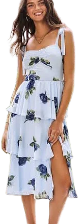 Francesca's Cindy Floral Tiered Midi Dress
