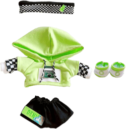 niannyyhouse 20cm Plush Doll Clothes Headwear Hoodie Pants Shoes Loose Cave Bear Set 8in Soft Stuffed Plush Toy Dress Up (Green) green