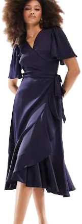 Yas satin midi wrap Dress
