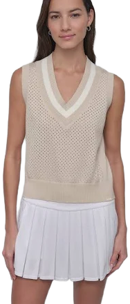DKNY Women's Sport Mesh V-Neck Sweater Vest