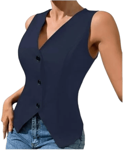 Sleeveless Button Down V Neck Waistcoat Vest