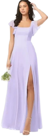 Azazie Plus Size A-Line/Princess Square Neck Floor-Length Chiffon Bridesmaid Dresses