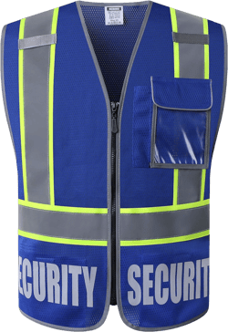 Security Vest for Men Women Reflective Safety Vest with 5 Pockets and Front Zipper Mesh High Visibility Vest Meets ANSI/ISEA 107-2015 Standards (Blue-22, Small)