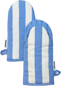 Non-Slip Cotton Kitchen Oven Mitt Set, Modern and Cute Kitchen Mittens with Non-Slip Silicone Grips and Hanging Loops, 2 Piece, 12" x 5.5" (Blue Cheese)