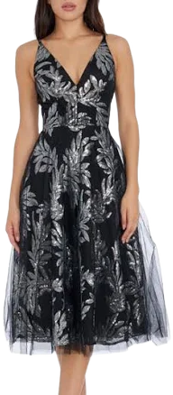 Dress The Population Women's Courtney Sequin Lace Cocktail Dress