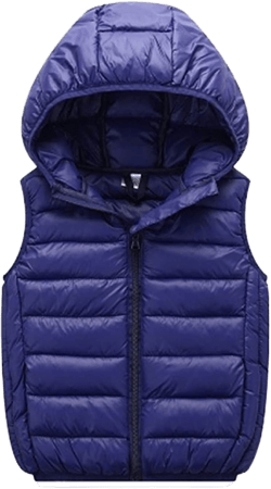 Boys Girls Puffer Vest Sleeveless Quilted Vest Zipper Hooded Down Puffy Jacket Winter Kids Warm Gilet Waistcoat Navy 8-10 Years