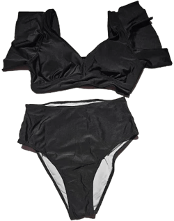 Women's High Waisted Ruffle Trim Bikini