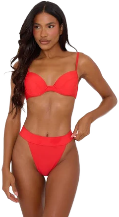 Red Push Up Cupped Underwired Mix & Match Bikini Top