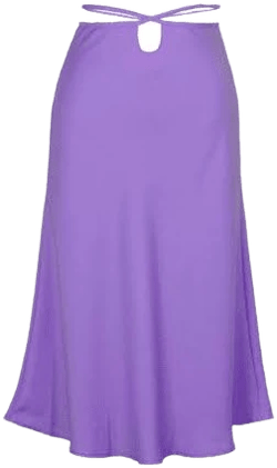 Satin Tied Waist Peek-A- Boo Midi Skirt