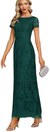 JJ's House A-Line Boat Neck Ankle-Length Lace Evening Dress with Sequins