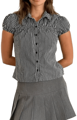 Motel ULSAN Puff Sleeve Stripe Blouse