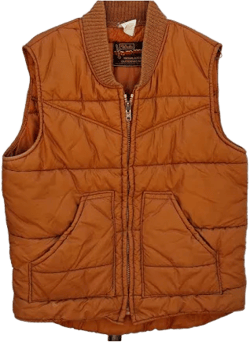 Vintage Quilted Nylon Vest with Pockets and Ribbed Collar
