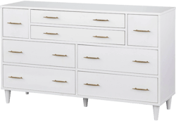 Lifestorey 8 Drawer Ana Mid Century Modern Dresser White: Mid-Century Style, Brass-Finished Handles, Bedroom Storage