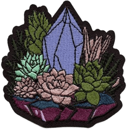 Purple Amethyst Crystal Patch Lotus Flowers Hippie Embroidered Iron