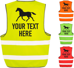 Kids & Adults Personalised Horse Riding Hi-Vis Waistcoat Reflective Safety Vest