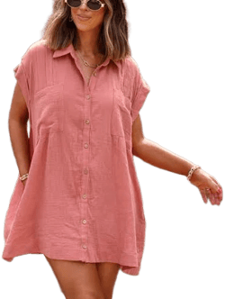 Magnolia Boutique Clay Belle Button Down Tunic Mini Dress