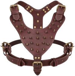 Pet Artist Retro Spiked Studded Genuine Leather Dog Vest Harness