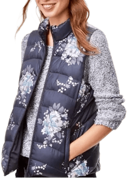 Loft Navy Floral Puffer Vest