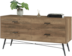 NicBex 23.62" H Metal Handles & Legs Modern Dresser Storage Cabinet for Bedroom with 4 Drawers, Rustic Walnut
