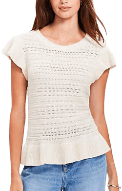 Women's Loft Crew Nk Textural Ruffle Tank-PETITE Top
