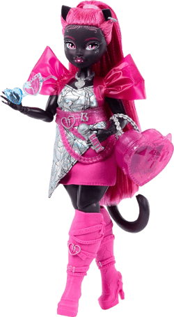 Monster High Catty Noir Doll, Werecat with Pet Cat Amulette & Accessories Like Backpack, Music Book, Microphone & More