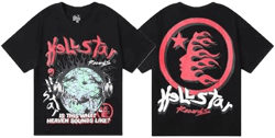 Hellstar Records Cotton T-Shirt with Globe Headphones Graphic