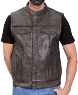 Hot Leathers Men's Distressed Leather Motorcycle Club Vest