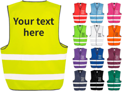 Adults Personalised Text Hi-Vis Waistcoat Reflective Safety Vest