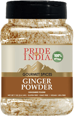 Pride of India | Ginger Fine Ground 6 oz (170 gm) Medium Dual Sifter Bottle | Finely Powdered for Easy Mixing | Perfect for Cookies, Chicken Stir-Fry, Soups, Marinades, Muffins| Fresh Root Powder | Vegan, Gluten-Free, Non-Bioengineered