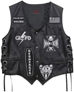 Black Label Society Biker Leather Vest with Iconic Skull Logo