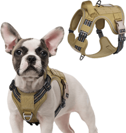 rabbitgoo Tactical Dog Harness for Small Dogs, No Pull Military Service Vest with Handle & Molle, Easy Control for Training Walking, Adjustable Reflective Straps, Brown, S
