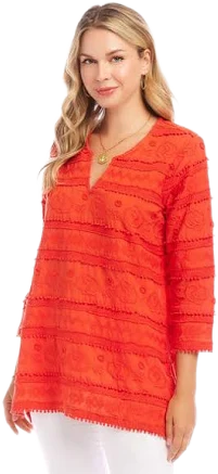 3/4 Sleeve Embroidered Tunic